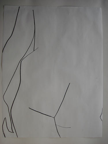 Gesture contour drawing of standing figure