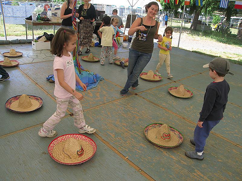 people dancing around mexican hats