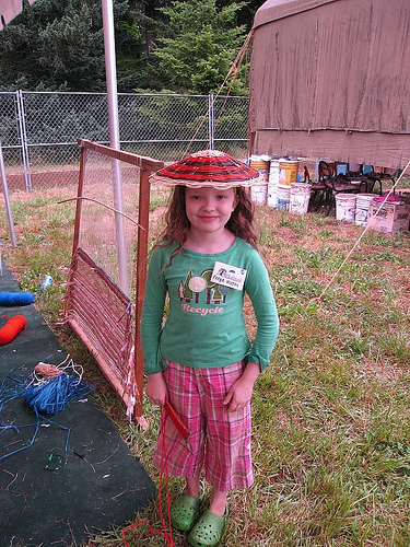 Girl with a homemade hat