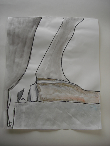 Sitting on blankets contour drawing