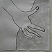 Contour drawing of a hand and belly