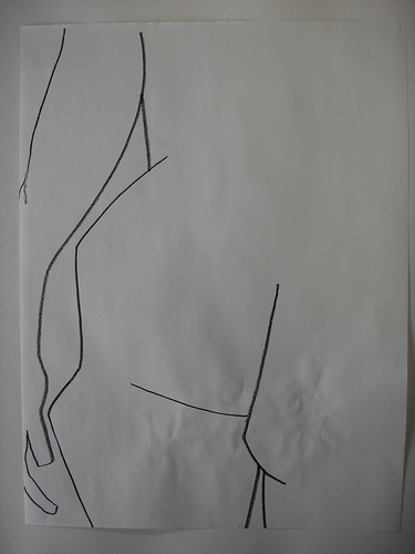 contour drawing of arm and hip